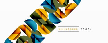 Soyut geometrik şekiller, canlı renkler, modern tasarım. Çapraz bileşim dinamik görsel akış yaratır. Temiz, minimalist estetik.