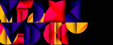 Renkli soyut tipografi MAX 'i heceler, canlı geometrik şekiller cesur görsel etki yaratır. Koyu arkaplan parlak renkleri vurgular.