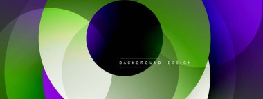 Soyut tasarım özellikleri üst üste binen daireler, canlı renkler, gradyanlar. Modern estetik, arka planlar ve sunumlar için uygun..
