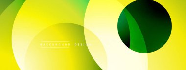 Soyut sarı, yeşil gradyanlar üst üste binen daireler oluşturur. Modern tasarım pürüzsüz geçişler, basit şekiller, temiz estetik içerir. Arkaplan metni arkaplan tasarımı okur.