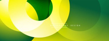 Soyut enerji çemberleri örtüşüyor, dinamik yeşil, sarı gradyanlar yaratıyor. Arkaplan ve sunumlar için modern tasarım ögesi.