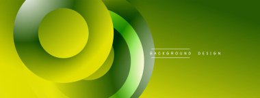 Soyut yeşil tasarım, üst üste binen daireler, gradyanlar. Sancaklar, arka planlar, sunumlar için modern estetik. Yumuşak geçişler derinlik yaratır.