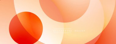 Soyut arkaplan özellikleri üst üste binen daireler, gradyanlar. Sıcak turuncu, şeftali tonları modern görsel efekt yaratır. Minimalist tasarım.