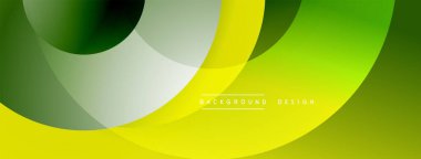 Soyut tasarım özellikleri üst üste binen daireler, gradyanlar. Sarı, yeşil renkler kompozisyona hakim. Modern, dinamik görsel element.
