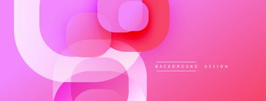 Soyut pembe arka plan. Üst üste binen şekiller dinamik görsel efekt yaratır. Modern tasarım elementleri akıcılığı ve canlılığı önerir.