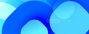 Soyut mavi şekiller örtüşüyor ve dinamik bir değişim etkisi yaratıyor. Modern tasarım arka planlar, pankartlar, sunumlar için uygun.