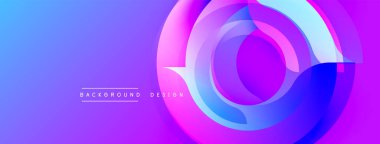 Soyut, enerjik tasarım, üst üste binen daireler. Maviden pembeye geçiş dinamik görsel efekt yaratır. Metin arkaplan tasarımı okur.