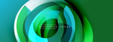 Soyut dairesel tasarım. Canlı yeşil, mavi gradyanlar dinamik görsel efekt yaratır. Sunumlar ve web siteleri için modern arkaplan uygun.