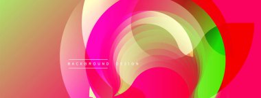 Soyut renkli tasarım. Üst üste binen daireler dinamik görsel efekt yaratır. Gradyan renkler pürüzsüzce harmanlanarak modern arkaplan oluşturur.