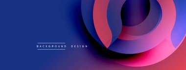 Soyut katmanlar dinamik bileşim yaratır. Mavi, pembe, mor renkler düzgün bir şekilde harmanlanır. Arkaplan ve sunumlar için modern tasarım ögesi.