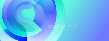 Soyut mavi arkaplan, üst üste binen daireler, gradyanlar. Modern tasarım elementleri dinamik görsel efekt yaratır. Huzurlu estetik geçişler mevcut.