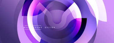 Soyut mor tasarım katmanlı daireler, gradyanlar, akan şekiller. Modern estetik, dinamik bileşim, görsel doku.