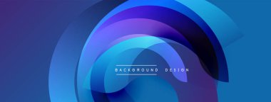 Soyut mavi arkaplan katmanlı dairesel şekiller. Gradyan renkler dinamik görsel efekt yaratır. Metin arkaplan tasarımı okur.