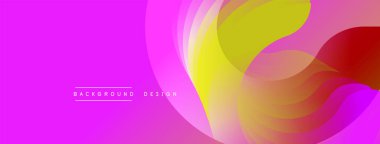 Parlak soyut şekiller örtüşüyor, dinamik pembe, sarı, kırmızı renkler yaratıyor. Arkaplan ve sunumlar için modern tasarım ögesi.