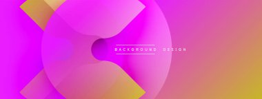 Soyut, enerjik, değişken şekiller çakışıyor. Pembe, mor, sarı renkler dinamik görsel efekt yaratır. Modern tasarım ögesi.