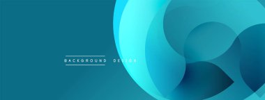 Soyut mavi tasarım, üst üste binen daireler. Modern tarz, gradyan gölgeler derinlik yaratır, metin arka plan tasarımı okur. Basit, temiz estetik..