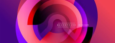 Soyut dinamik katmanlar canlı bir değişim etkisi yaratır. Modern tasarım dairesel şekillere sahiptir, mor, pembe, kırmızı renkler. Metin arkaplan tasarımı okur.