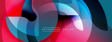 Soyut renkli katmanlar dinamik bileşim yaratır. Üst üste binen şekiller hareketi, derinliği ve modern estetiği akla getiriyor. Parlak renkler pürüzsüz harmanlanır.