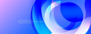 Soyut mavi eğimli arkaplan. Üst üste binen daireler dinamik görsel efekt yaratır. Dijital projeler için modern tasarım.