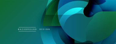 Soyut akışkan şekiller, canlı maviler, yeşiller dinamik arkaplan oluşturur. Modern tasarım elementleri hareket, derinlik.