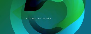 Soyut sıvı şekilleri, canlı yeşil, mavi gradyanlar. Modern tasarım ögesi, dinamik bileşim, metin örtüsü mevcut.