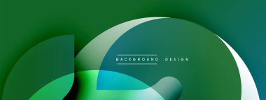 Soyut yeşil arkaplan. Pürüzsüz şekiller örtüşür, dinamik görsel akış yaratır. Modern tasarım elementleri renkleri sunar.
