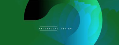 Soyut sıvı şekilleri örtüşür, parlak yeşil ve mavi renkler yaratır. Arka planlar ve sunumlar için modern tasarım öğesi. Yumuşak geçişler görünür.