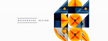 Soyut geometrik şekiller, mavi, turuncu, gri. Modern tasarım elementleri dinamik görsel kompozisyon oluşturur. Temiz çizgiler, basit formlar..