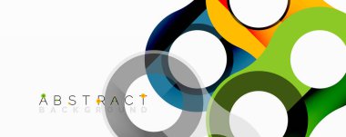 Renkli üst üste binen daireler modern soyut tasarım yaratır. Parlak renkler harmanlanır ve dinamik görsel kompozisyon oluşturur. Basit, temiz estetik..