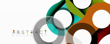 Modern soyut tasarım, üst üste binen daireler, canlı renkler, temiz çizgiler. Minimalist kompozisyon dinamik görsel etki yaratır.