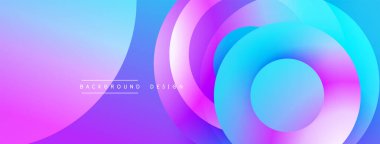 Soyut, enerjik çemberler çakışıyor ve dinamik bir arkaplan oluşturuyor. Modern tasarım elementleri akıcılık, enerji ve yenilik önerir.