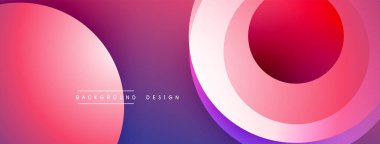 Soyut, enerjik tasarım, üst üste binen daireler. Renkler pembeleri, morları, mavileri karıştırarak modern estetik yaratıyor. Mevcut en küçük metin.