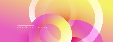 Soyut sıvı şekilleri örtüşür, parlak pembe ve sarı renkler yaratır. Modern tasarım enerjiyi, hareketi, görsel cazibeyi çağrıştırıyor.