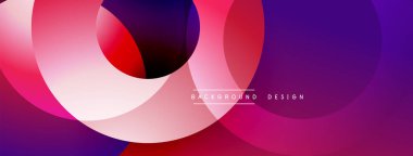 Soyut renkli daireler çakışıyor, dinamik görsel efekt yaratıyor. Gradyan gölgeler düzgün bir şekilde harmanlanarak modern arkaplan tasarımı oluşturur.