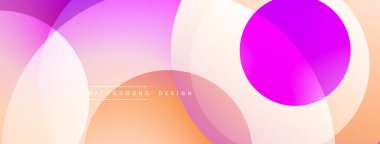 Soyut renkli çemberler çakışıyor. Gradyan gölgeler dinamik görsel efekt yaratır. Yumuşak renkler harmanlanır, modern arkaplan tasarımı oluşturulur.