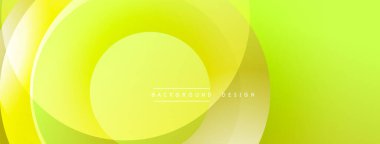 Parlak sarı soyut arka plan. Üst üste binen daireler dinamik görsel efekt yaratır. Sancaklar ve sunumlar için modern tasarım uygun.