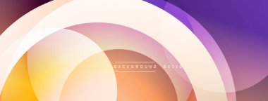Soyut daireler örtüşüyor, ılık turuncu ve mor renkler oluşturuyor. Yumuşak renkler harmanlanarak modern arkaplan tasarımı oluşturur. Pürüzsüz geçişler görsel ahenk sunar.