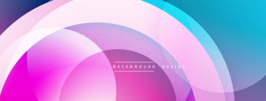 Soyut katmanlar canlı pembe, mor, mavi gradyan oluşturur. Modern tasarım akıcılık, enerji ve yenilik öneriyor. Mevcut en küçük metin.