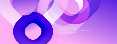 Soyut mor tasarım, üst üste binen daireler, gradyanlar. Sancaklar ve sunumlar için modern arka plan uygun. Minimalist stil.