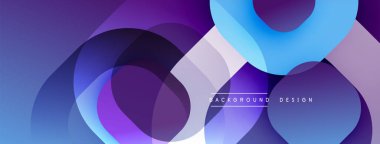 Soyut sıvı şekiller, mor, mavi renkler. Modern tasarım, üst üste binen daireler dinamik görsel efekt yaratır. Yumuşak eğimler, zarif kompozisyon.