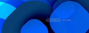 Soyut mavi şekiller örtüşüyor ve dinamik bir değişim etkisi yaratıyor. Sancaklar ve arka planlar için modern tasarım uygun.