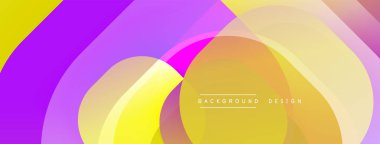 Soyut renkli katmanlar dinamik görsel akış yaratır. Yumuşak gradyanlar sarı, mor ve turuncu renkleri harmanlarlar. Modern tasarım ögesi.