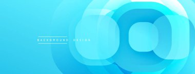 Parlak mavi soyut arkaplan. Üst üste binen daireler dinamik görsel efekt yaratır. Dijital projeler için modern tasarım ögesi.