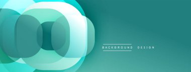 Soyut deniz mavisi tasarımı, üst üste binen daireler. Gradyan gölgeler modern görsel efektler yaratır. Minimalist biçim arkaplan için uygun.