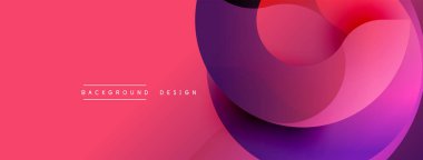 Soyut sıvı şekilleri örtüşür ve canlı renk değişimleri yaratır. Pembe arka planda baskın, mor aksanlar mevcut. Modern tasarım ögesi.
