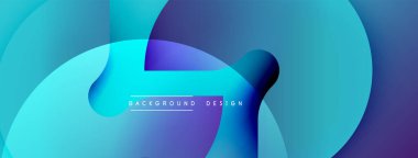 Soyut sıvı şekilleri örtüşür, parlak mavi mor renkler yaratır. Metin, kompozisyon içerisindeki arkaplan tasarımını okur.