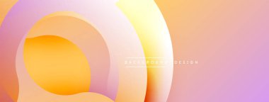 Soyut eğimler üst üste binen çemberler oluşturur. Yumuşak pembeler, portakallar, sarılar pürüzsüz geçişler yaratır. Minimalist tasarım, modern estetik.