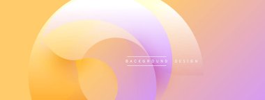 Soyut şekiller örtüşür, yumuşak eğimler yaratır. Sıcak renkler baskın, turuncudan lavantaya dönüşüyor. Minimalist tasarım, modern estetik.