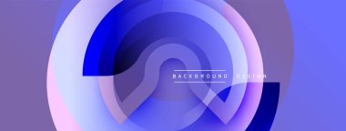 Soyut sıvı şekiller, katmanlı daireler, mor renkler tasarımda baskın. Modern estetik, dinamik kompozisyon, metin arkaplan tasarımı.