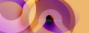 Soyut renkli çakışan daireler dinamik arkaplan oluşturur. Gradyan gölgeler harmanlanarak modern görsel efekt oluşturur.